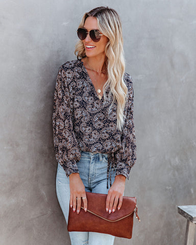 Spice Of Life Printed Drape Blouse