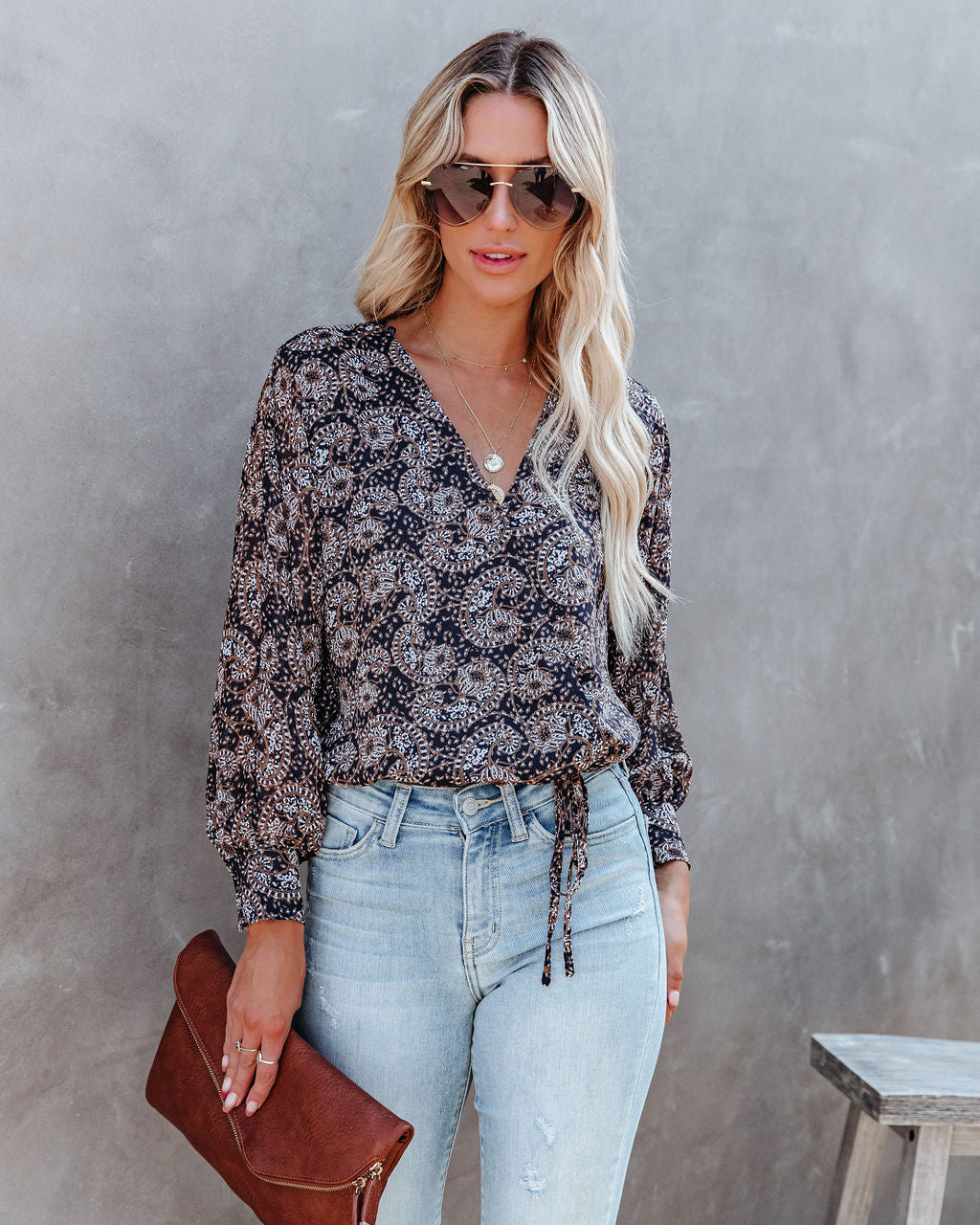 Spice Of Life Printed Drape Blouse