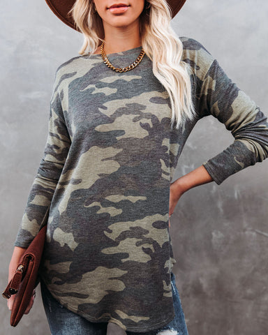 Stand For Something Camo Knit Top