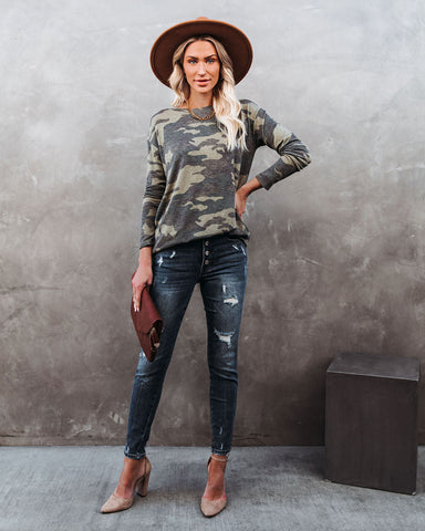 Stand For Something – Strickoberteil mit Camouflage-Muster 