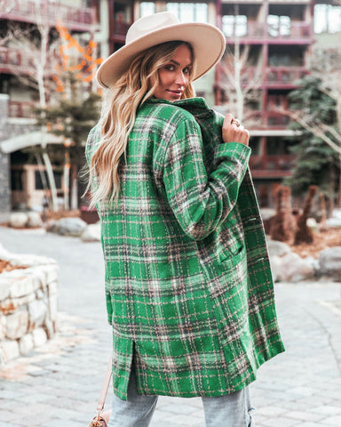 Stan Pocketed Plaid Coat - Green