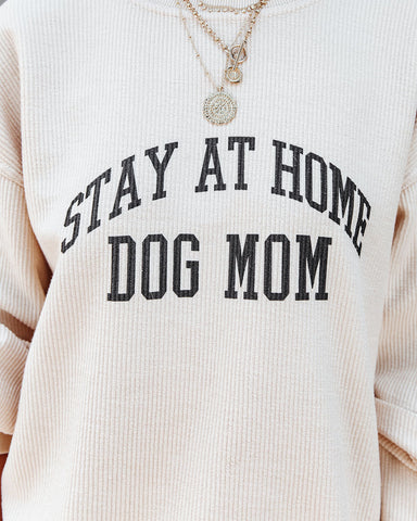 Pullover aus gerippter Baumwolle „Stay At Home Dog Mom“