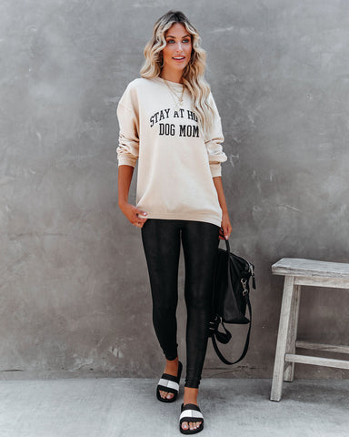 Pullover aus gerippter Baumwolle „Stay At Home Dog Mom“