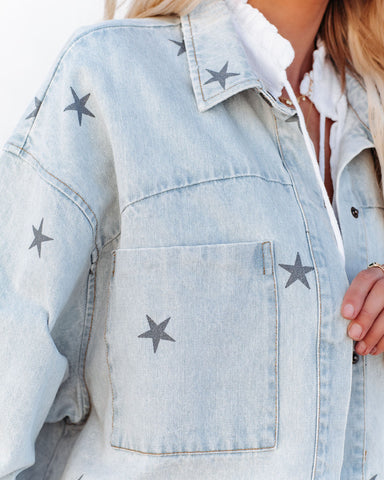 Stellar Button-Down-Denim-Shacket - Helle Waschung 