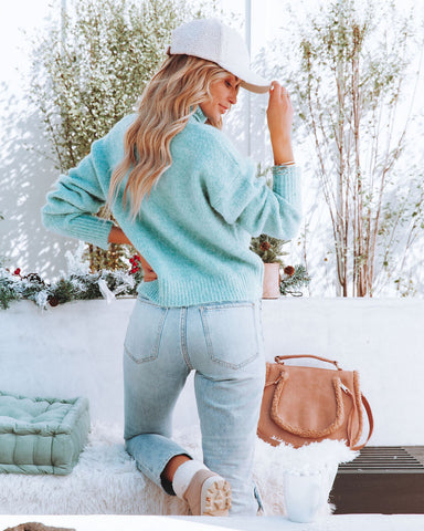 Stormi Turtleneck Knit Sweater - Dusty Teal