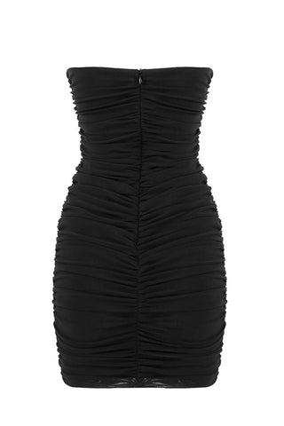 Robe de soirée moulante bustier à décolleté plongeant et armatures - Noir