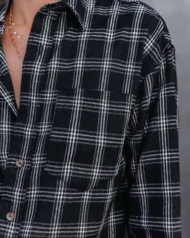 Sunelle Kariertes Button-Down-Oberteil aus Baumwollmischung - Schwarz 