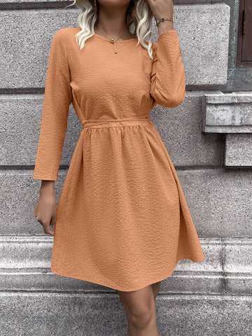 Solid Color Waist Dress