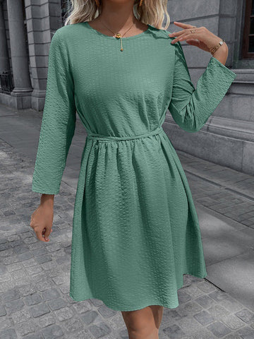 Solid Color Waist Dress