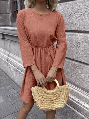 Solid Color Waist Dress