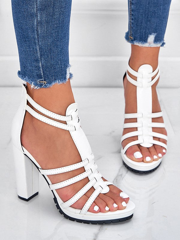 Thick Heel Roman Thin Belt High Heels