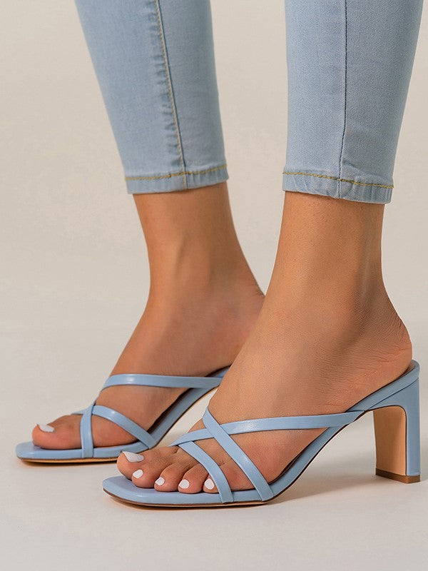 Thin Strap Chunky Heel Sandals