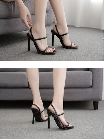 Strap On Trendy Snake Print Peep-toe Stiletto Sandals