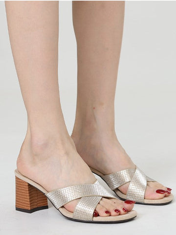 Temperament French Style Chunky Heel Sandals