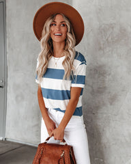 Sun-Sational Cotton Striped Tee - Blue