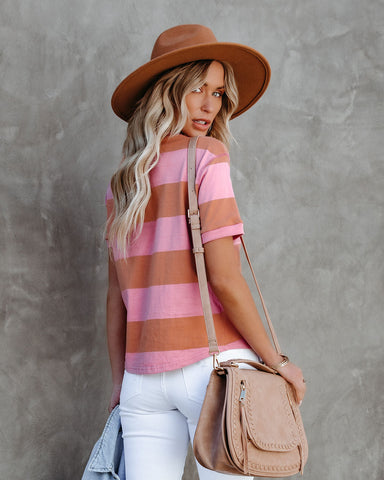 Sun-Sational Cotton Striped Tee - Pink