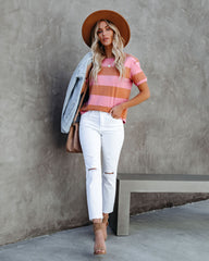 Sun-Sational Cotton Striped Tee - Pink