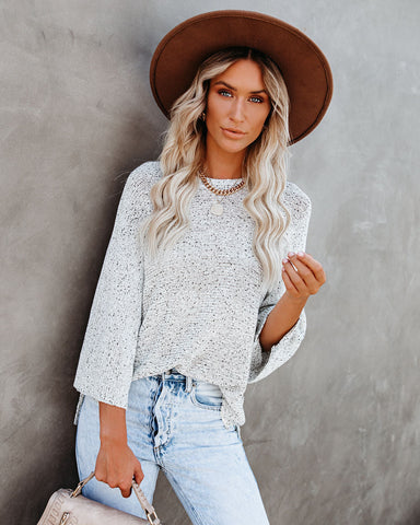 Sweater Weather Speckled Knit Sweater - Stone