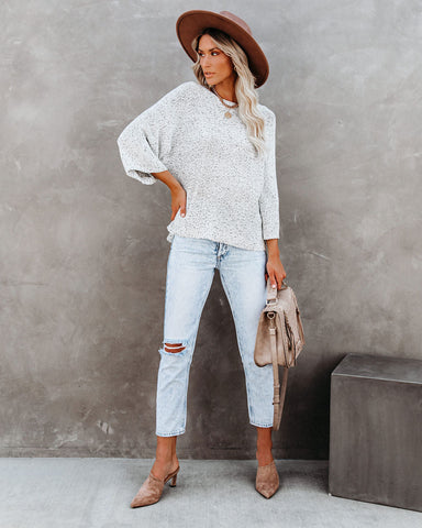 Sweater Weather Speckled Knit Sweater - Stone