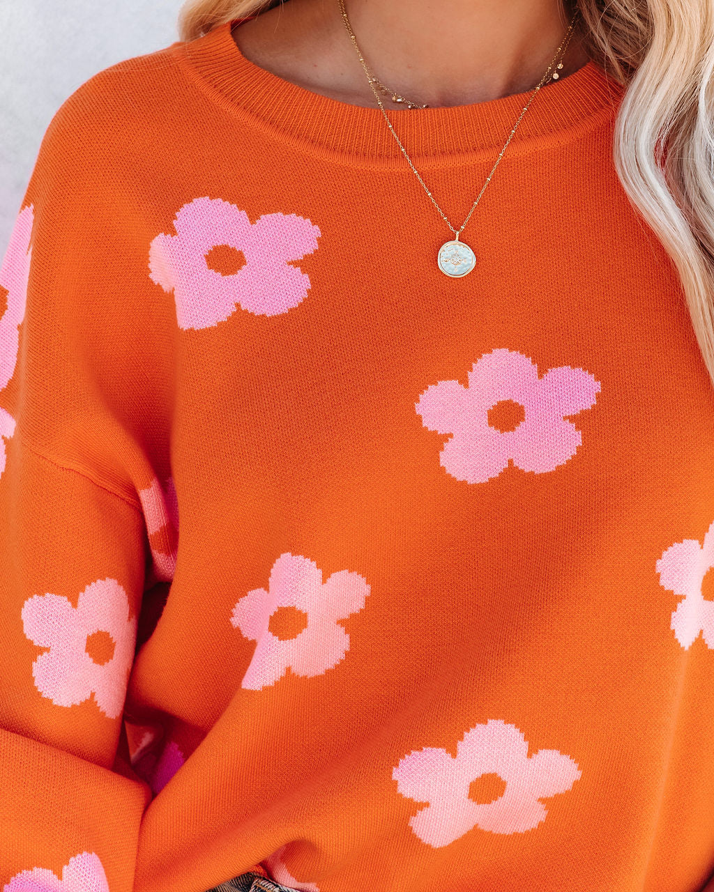 Sweet Bouquet Knit Sweater - Orange