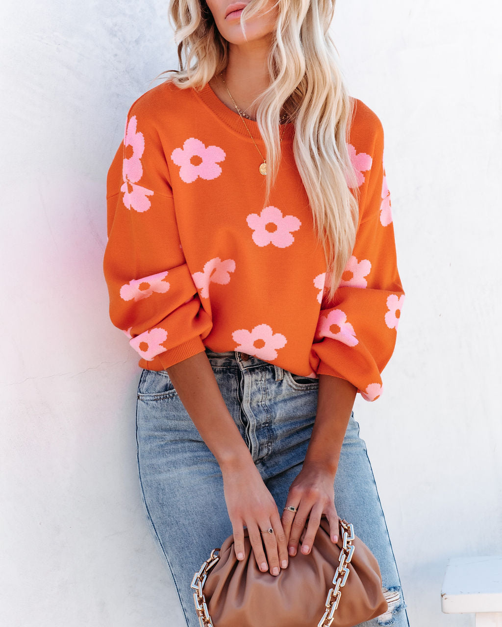 Sweet Bouquet Knit Sweater - Orange