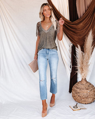 Sweet Side Lace Top - Dusty Moss