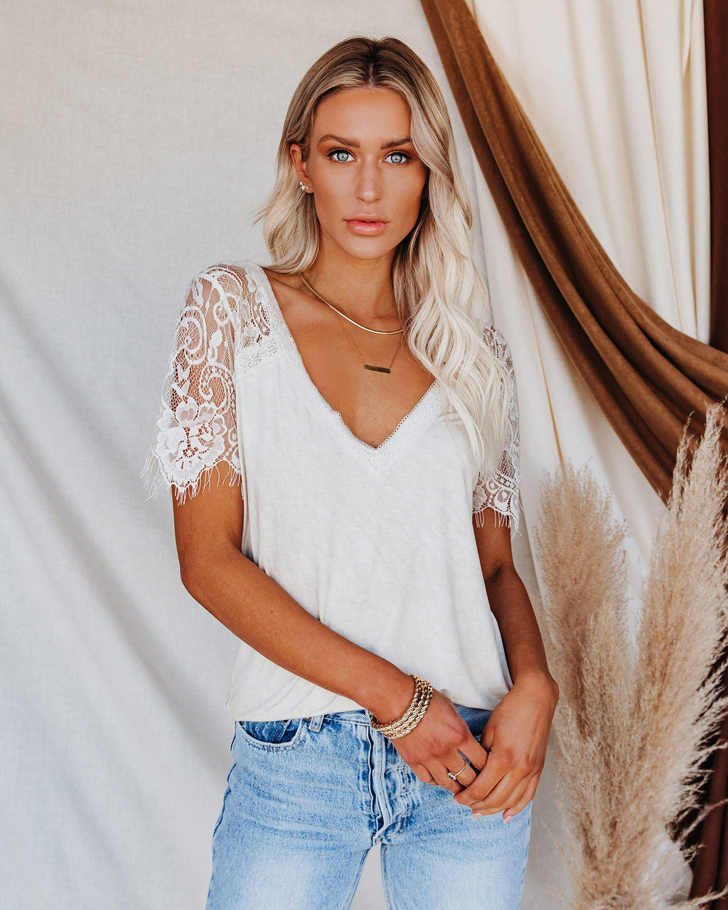 Sweet Side Lace Top - Toasted Almond