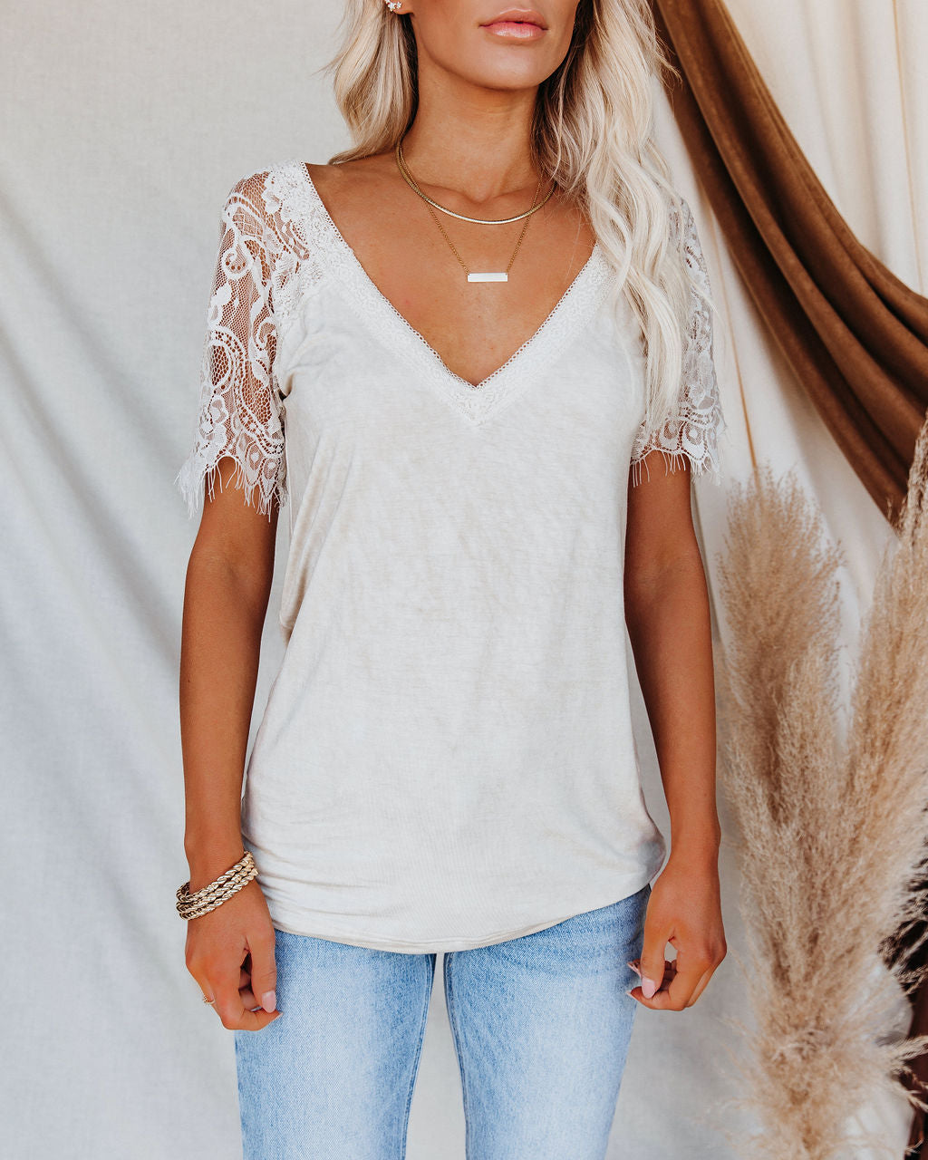 Sweet Side Lace Top - Toasted Almond