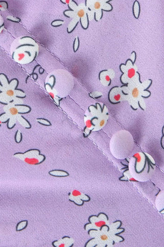 Mini-robe d'été à volants superposés et imprimé floral - Lilas