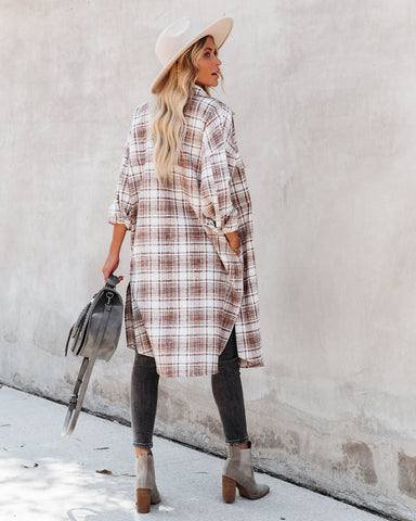 Tanja Plaid Button-Down-Hemdjacke mit Taschen - Kupfer 