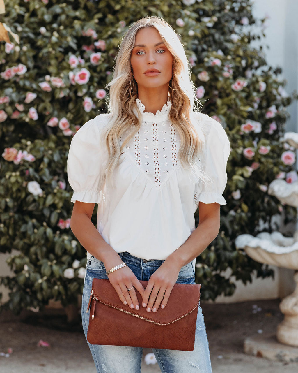 Tarragon Cotton Eyelet Top - White