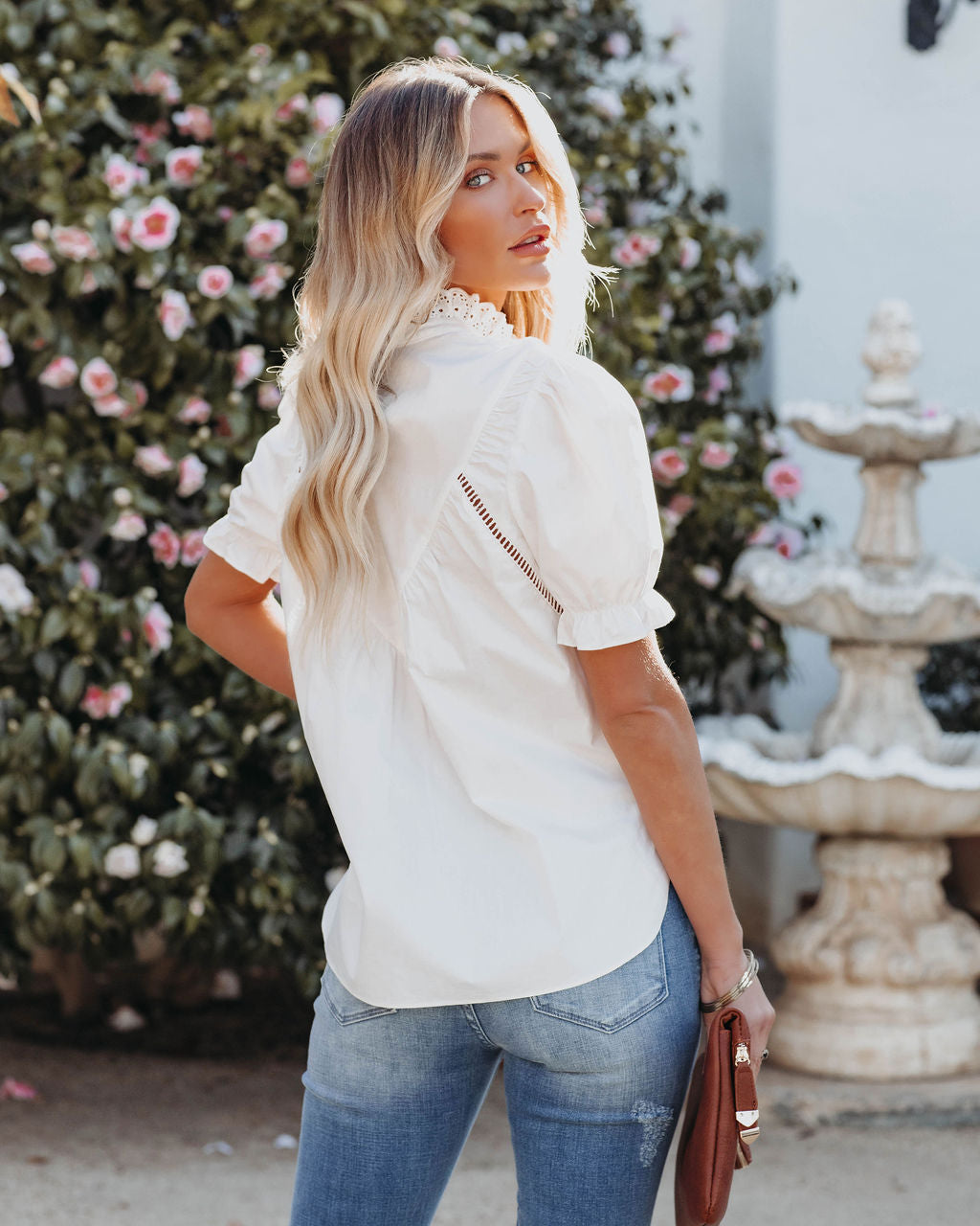 Tarragon Cotton Eyelet Top - White