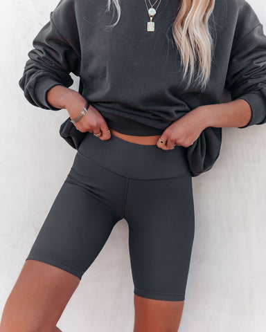 Taylin Ribbed Biker Shorts - Graphite