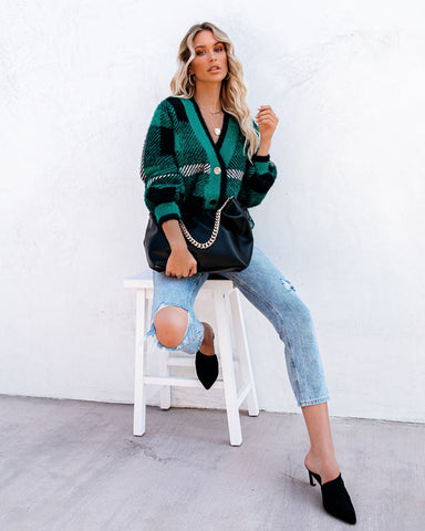 Taylor Plaid Fuzzy Knit Cardigan