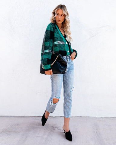 Taylor Plaid Fuzzy Knit Cardigan