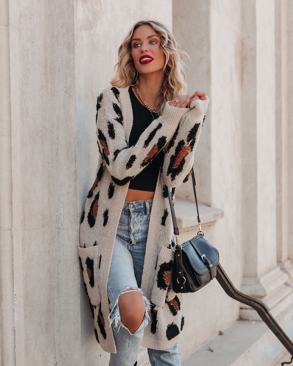 Tayvon Pocketed Leopard Duster Cardigan