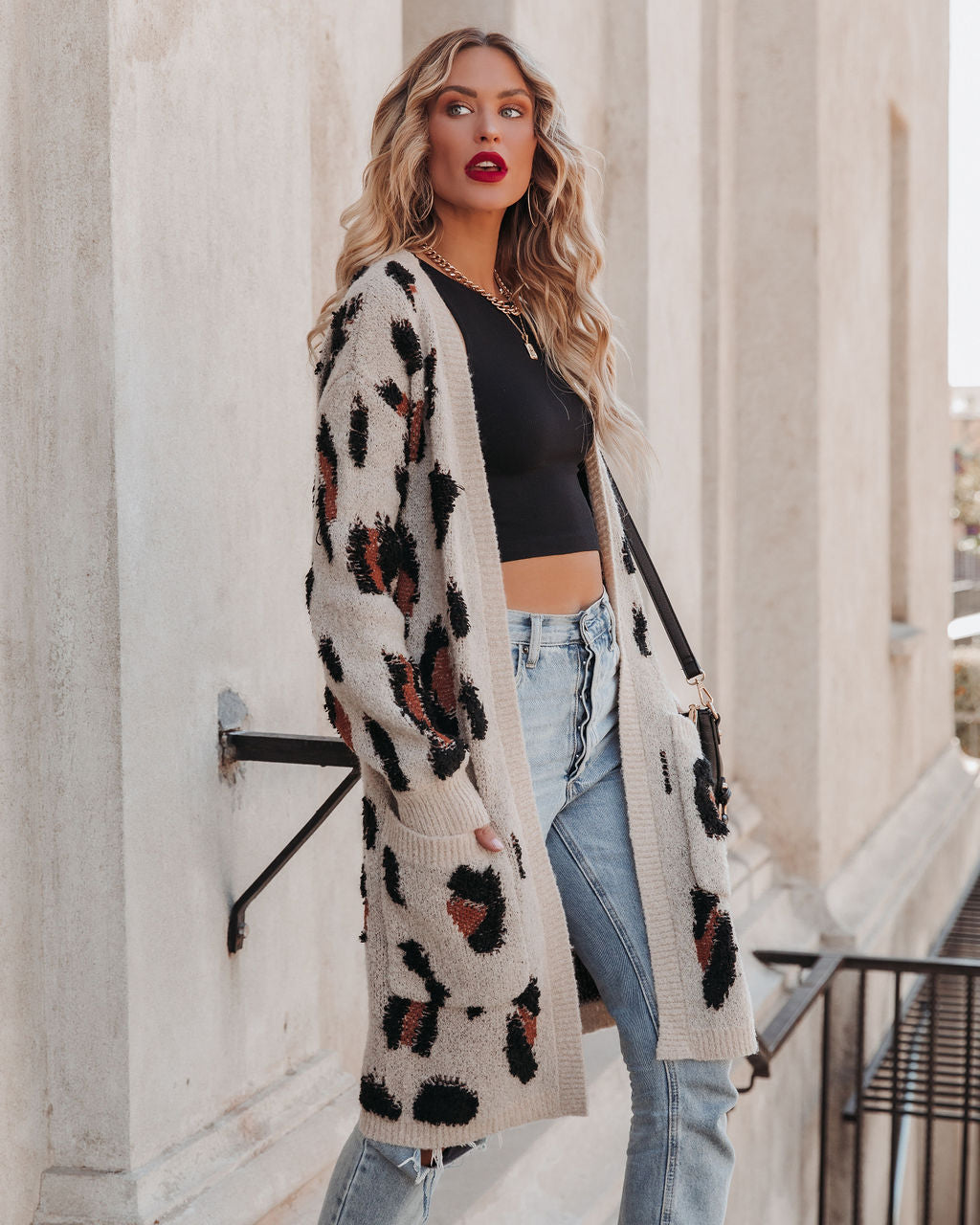 Tayvon Pocketed Leopard Duster Cardigan