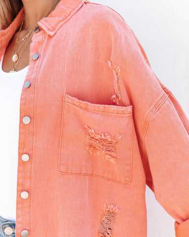 Thinking Out Loud Jeansjacke aus Baumwolle im Used-Look - Orange 