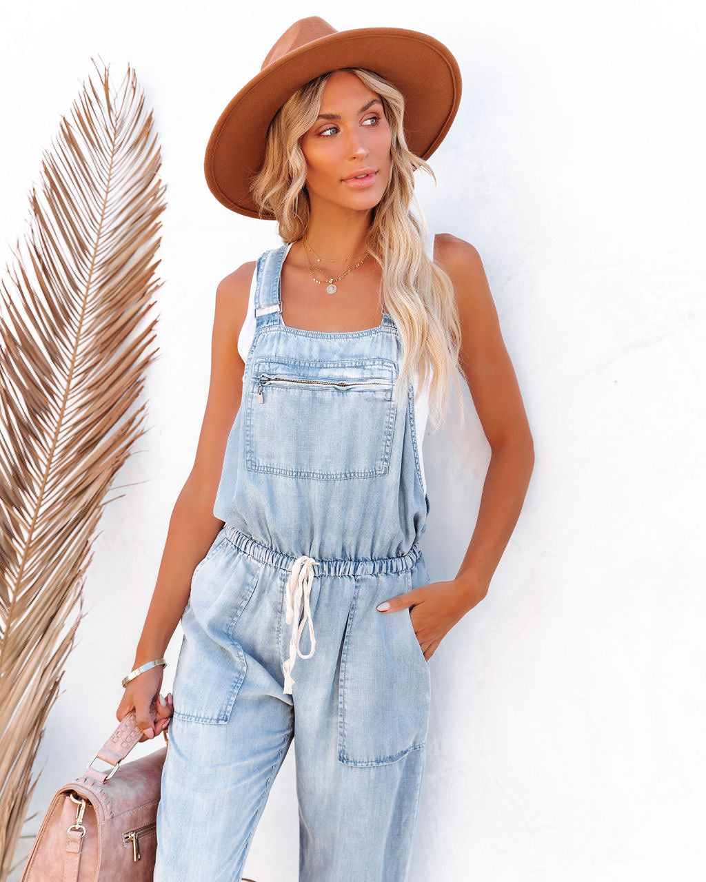 Tommy Tencel Pocketed Drawstring Overalls