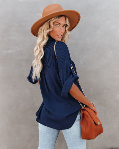 Too Good For You Button Down Top - Navy