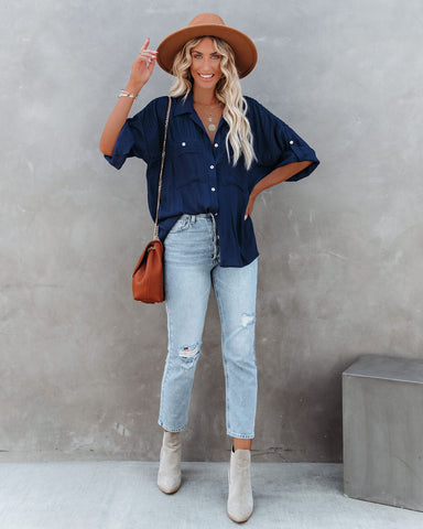 Too Good For You Button Down Top - Navy