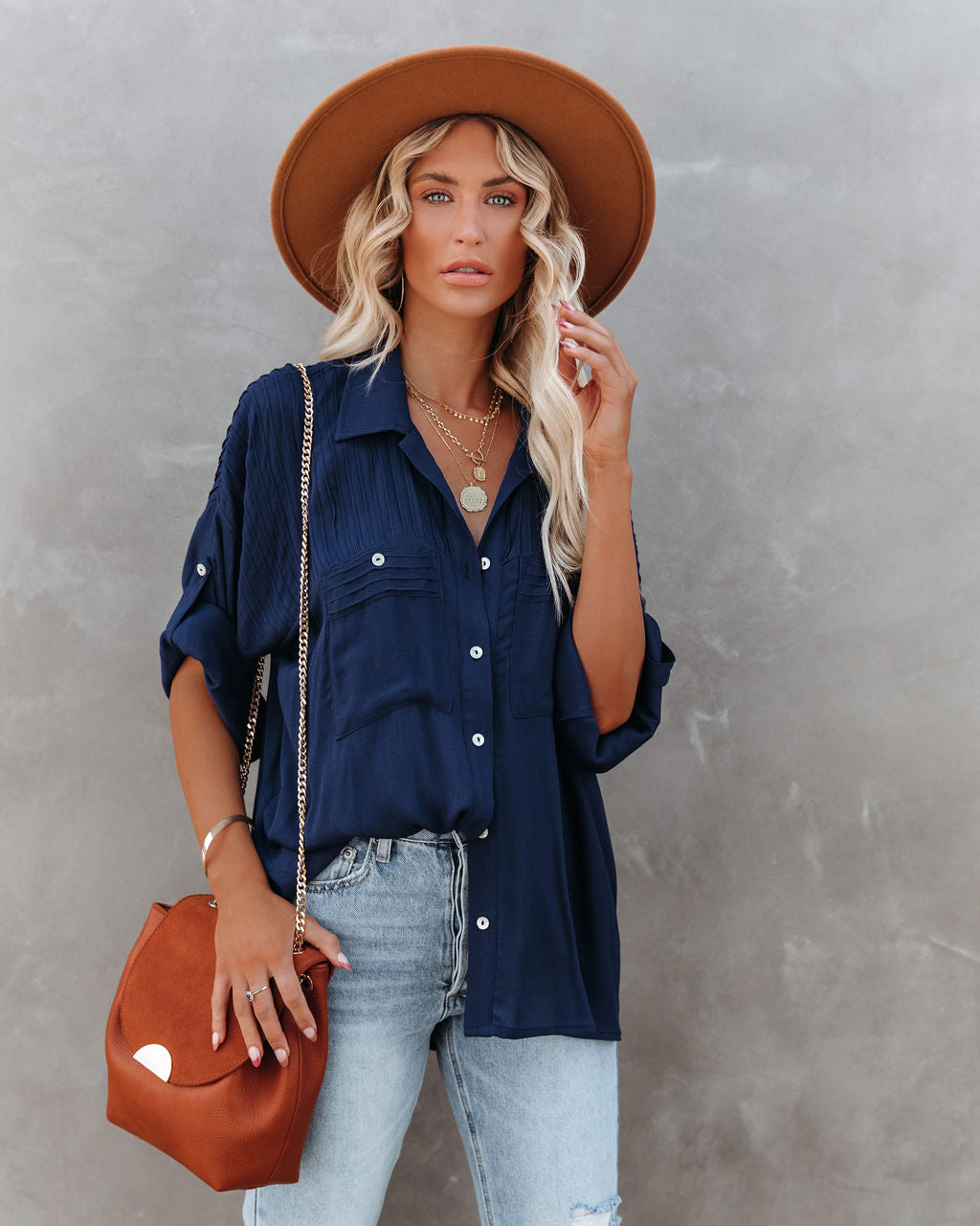 Too Good For You Button Down Top - Navy