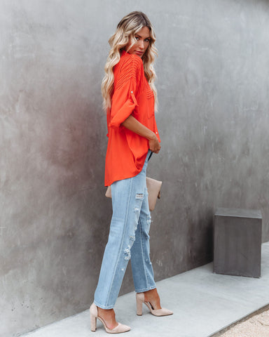 Too Good For You Button Down Top - Red Orange