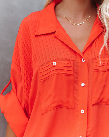 Too Good For You Button Down Top - Red Orange