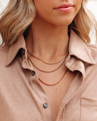 Treble Layered Herringbone Necklace