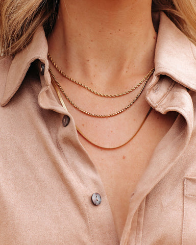 Treble Layered Herringbone Necklace