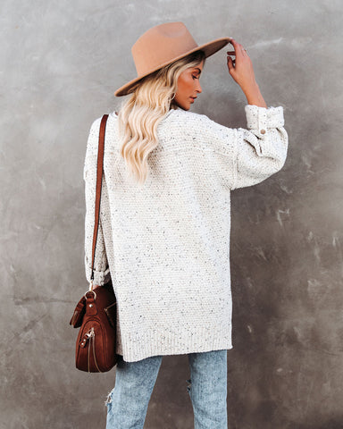 Trev Speckled Knit Henley Sweater - Oatmeal