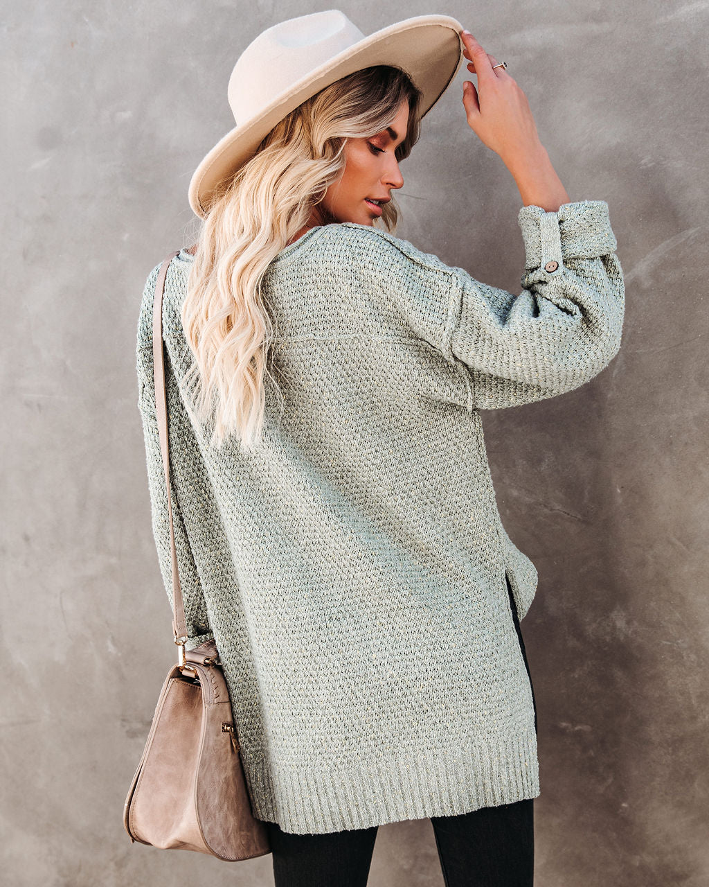 Trev Speckled Knit Henley Sweater - Olive