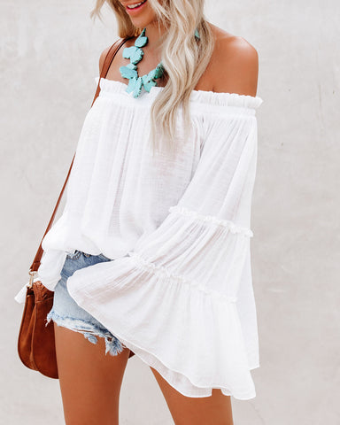 Trip Advisor Off The Shoulder Top - Marshmallow