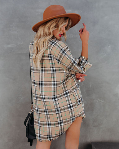 Tucker Cotton Blend Pocketed Plaid Button Down Tunic